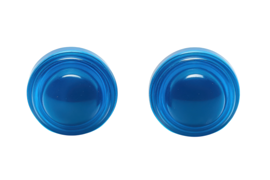 Translucent Blue Glass Buttons Pair Craft Supplies Sewing Jewelry Making Elegant Details on transparent background - Powered by Adobe