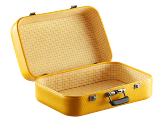  yellow empty suitcase isolated on white background PNG, AI GENERATED
