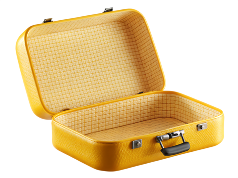  yellow empty suitcase isolated on white background PNG, AI GENERATED