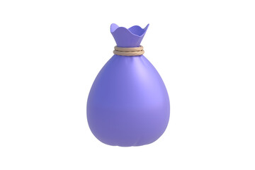 Money bag isolated on white background. Side view. 3d render