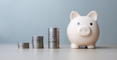 Piggy bank saving money concept. Finance banking plan. Financial save planning. Saving money plan.