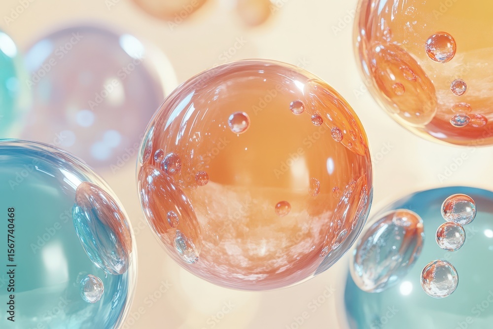 Aufkleber abstract image of translucent spheres with inner bubbles.