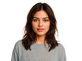 Portrait of a beautiful woman with brunette hair.