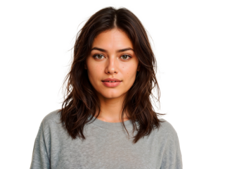 Portrait of a beautiful woman with brunette hair.