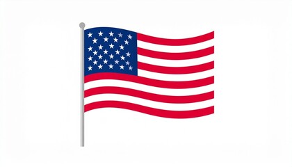 Fototapeta premium An illustration of the United States of America flag waving against a white background.