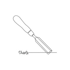 One continuous line drawing of Workshop tools vector illustration. Chisels design concept in simple linear continuous line. Great design for tools equipment presentation and educational purpose