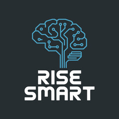 Rise smart brain ai technology artificial intelligence deep learning machine learning concept idea future vector artwork on transparent background
