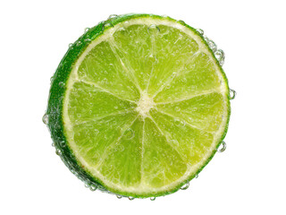 Vibrant lime slice with refreshing water droplets citrus fruit, Isolated, Transparent Png