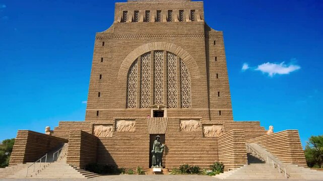 The Voortrekker Monument is located just south of Pretoria in South Africa. This massive granite structure is prominently located on a hilltop, and was raised to commemorate the Voortrekkers.The Voort