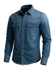 Slim-fit denim shirt with western yoke and faded wash