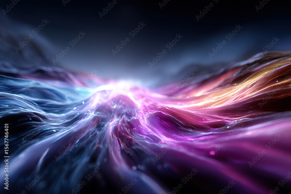 Aufkleber vibrant waves of light create mesmerizing patterns in a dark cosmic landscape