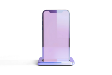 Pastel Smartphone on Reflective Stand on a transparent background