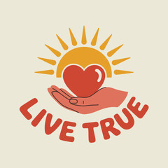 Embrace life s journey with a heart full of hope and a spirit of authenticity symbolized by a radiant sun and caring hands