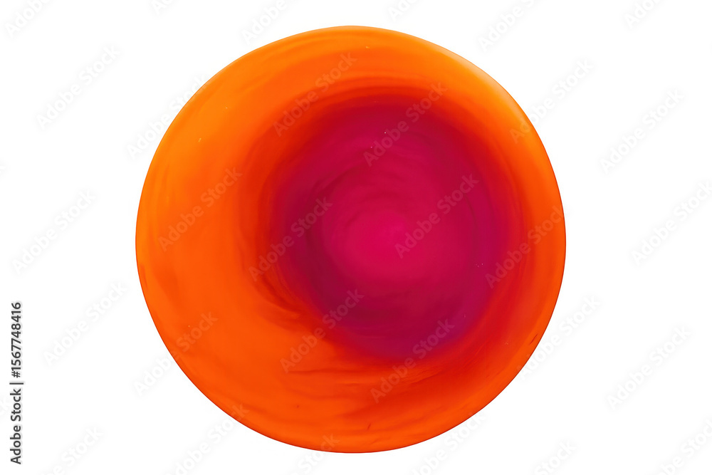 Poster vivid orange and pink hues swirling in concentric circles, creating dynamic abstract pattern represe
