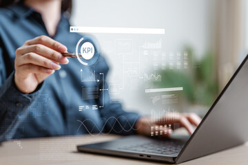 KPI data analytics concept, Key performance indicator analysis system. Information technology...