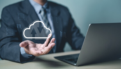Cloud computing technology. Cloud database connect. Data server storage management. Data cloud...