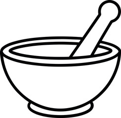 a line art drawing of a mortar and pestle