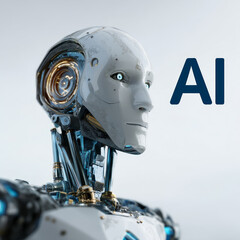 A humanoid robot with the abbreviation AI