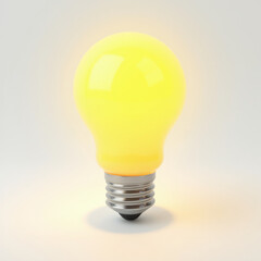 3D Glowing Yellow Lightbulb Emoji with Soft Glass Texture and Metal Base