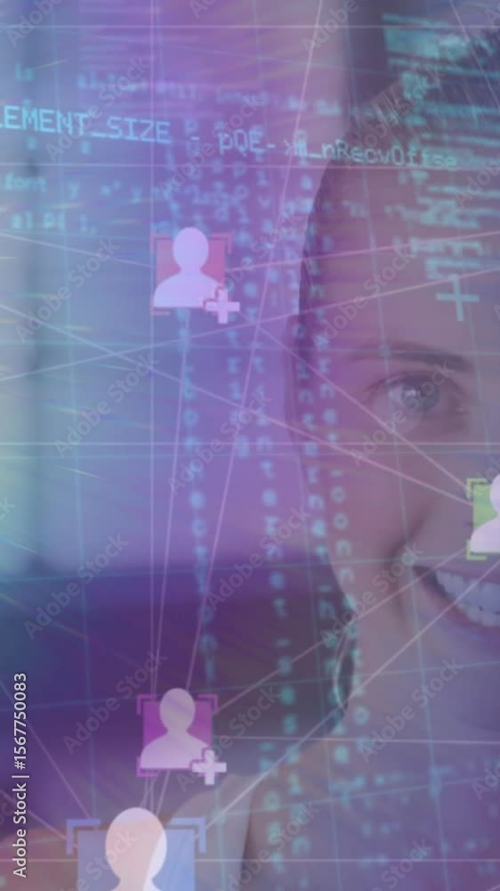 Poster animation of network of connections over businessman using network of connections