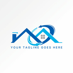 Logo design graphic concept creative premium vector stock image top sell simple 2 roof house add recycle cut swoosh renewable energy home development