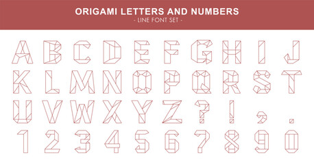 Origami letters and numbers - line font set