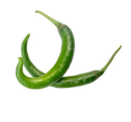 green hot chili peppers isolated