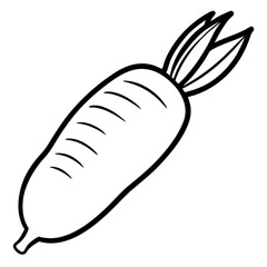 Daikon radish line art vector