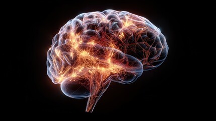3D Visualization of Human Brain with Glowing Neural Connections