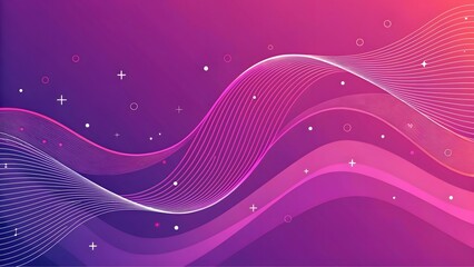 Abstract Waves in Gradient Purple Background with Stars and Lines