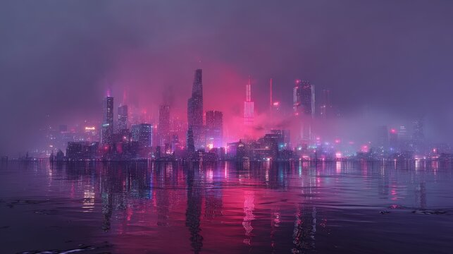 Cityscape where buildings pulse red/violet based on outbreak clusters 