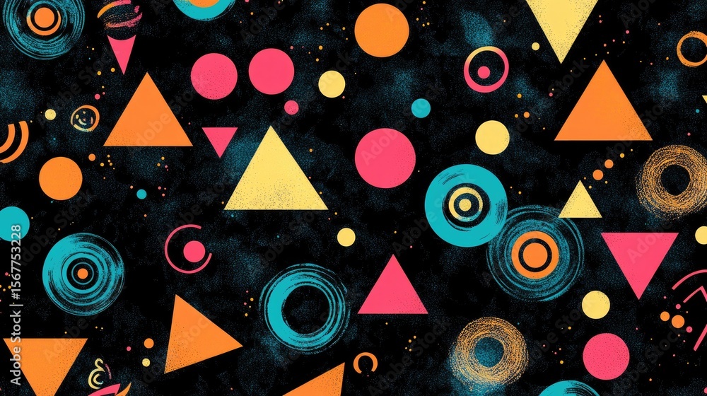 Poster the stock photo shows a seamless pattern composed of overlapping abstract triangles and circles in v