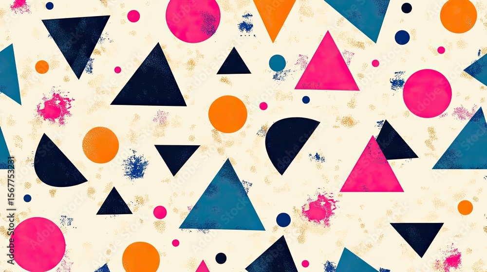 Poster the stock photo shows a seamless pattern composed of overlapping abstract triangles and circles in v