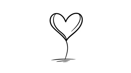Abstract one-line drawn heart concept illustration