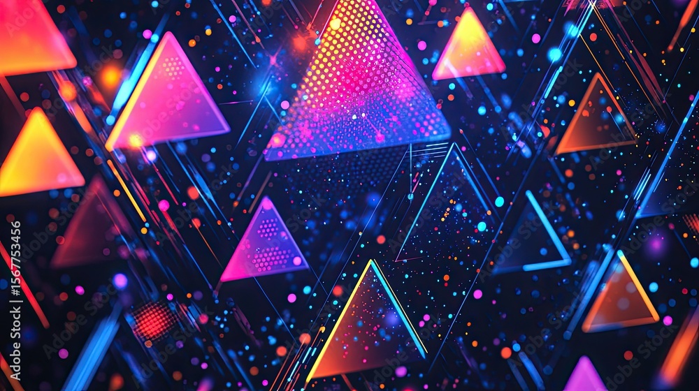 Poster the stock photo shows a seamless pattern composed of abstract triangles and dots in a blue-gray colo