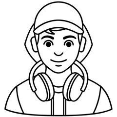 DJHeadphoneSVG line art vector