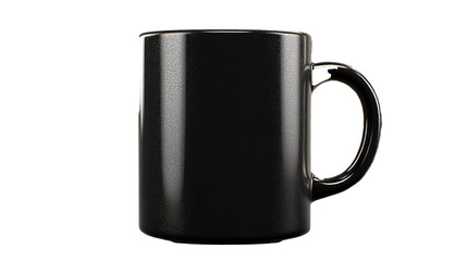 Black Coffee Mug Mockup Blank Metallic Cup Branding Beverage Hot Drink on transparent background