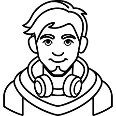 DJHeadphoneSVG line art vector