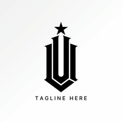 Logo design graphic concept creative premium vector stock image top sell initial LUI or LVI font line gothic shield aesthetic art taper monogram brand