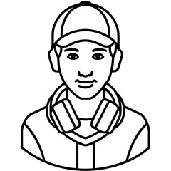 DJHeadphoneSVG line art vector