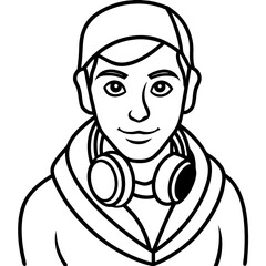 DJHeadphoneSVG line art vector