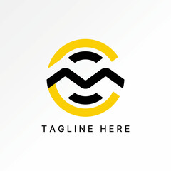 Logo design graphic concept creative premium vector stock image top sell letter MC or CM font line circle motif pattern aesthetic sport brand fitness