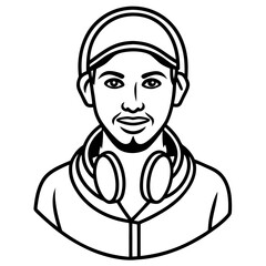 DJHeadphoneSVG line art vector