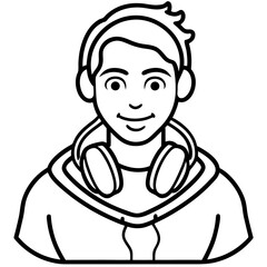 DJHeadphoneSVG line art vector
