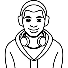 DJHeadphoneSVG line art vector