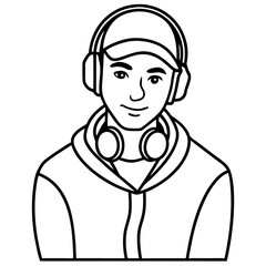 DJHeadphoneSVG line art vector