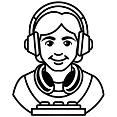 DJHeadphoneSVG line art vector