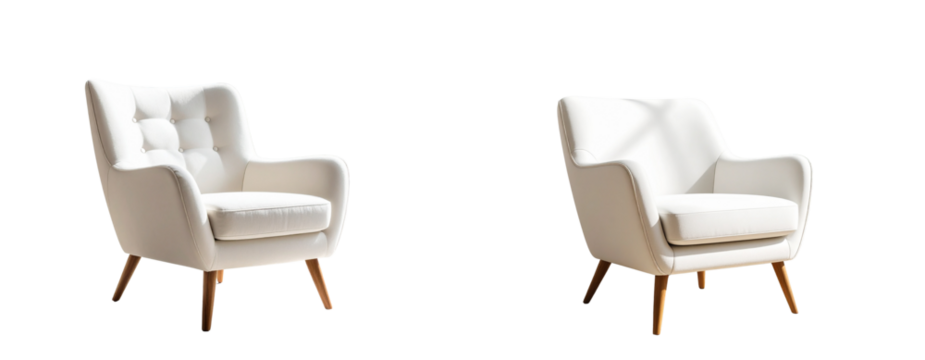 White Armchair Bathed in Natural Light Near Large Window, isolated on transparent background