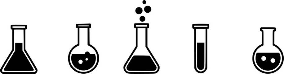 Chemical Laboratory Glassware Illustration - Flasks and Test Tubes