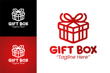 Creative and Modern Red Gradient Gift Box Logo for Seasonal Marketing
